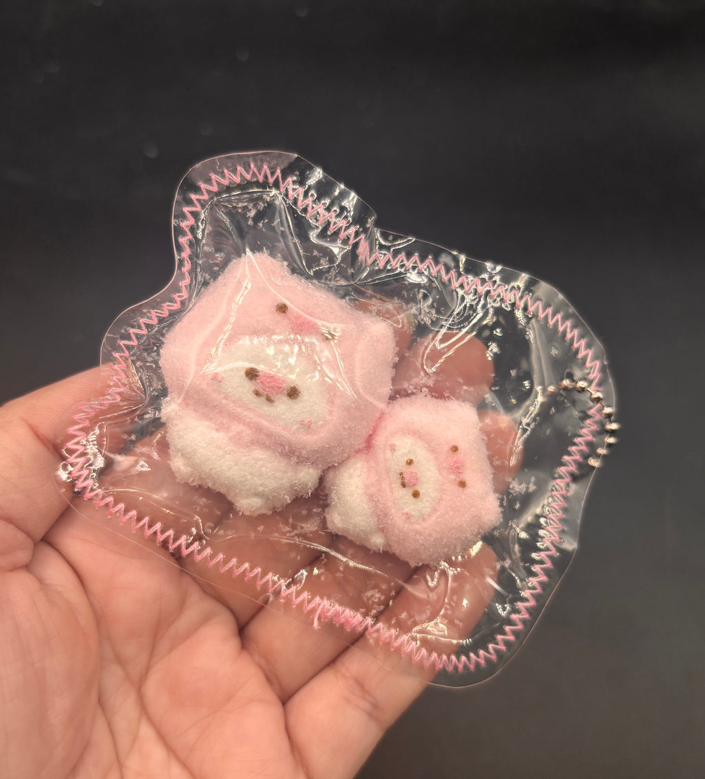 Pack of 2 mini flocked piggy + mini  taba squishy
