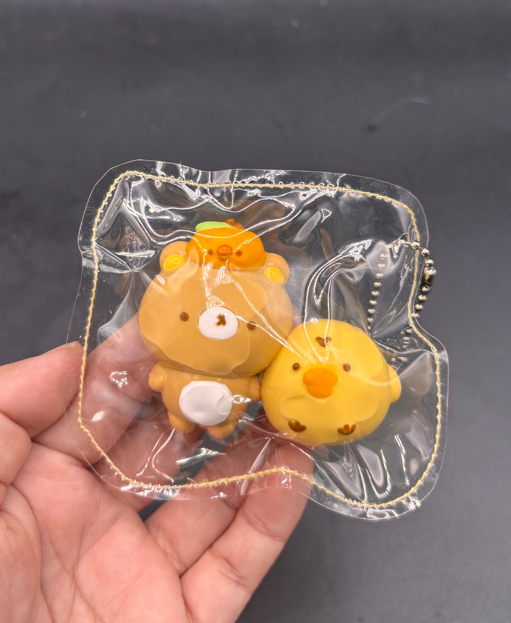 Mini keychain bear and chick set taba squishy