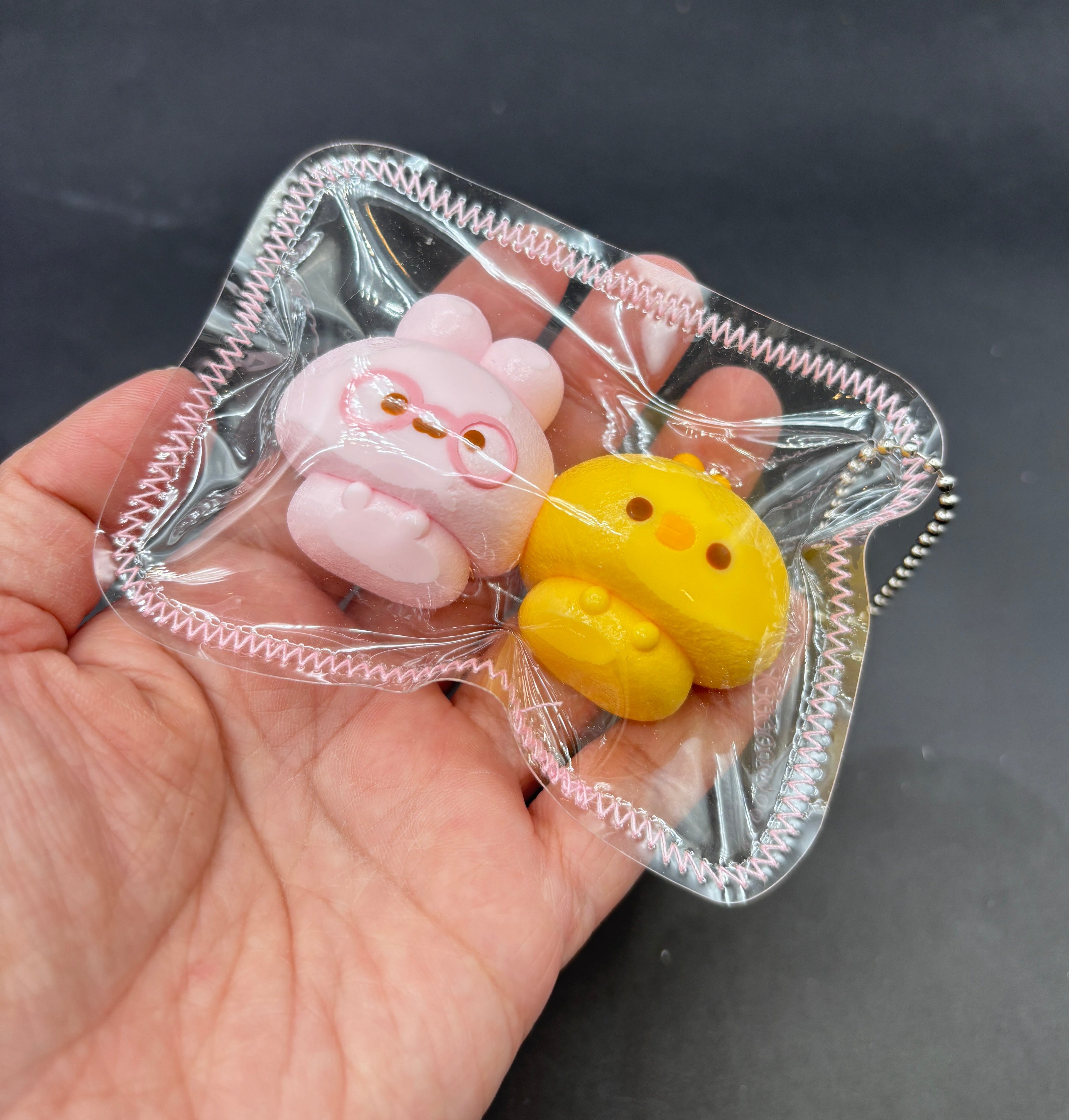Chicken and bunny twins cute mini keychain taba squishy