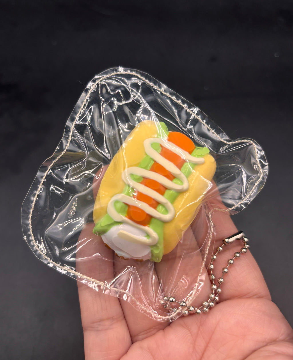 Cute mini keychain puppy hotdog taba squishy