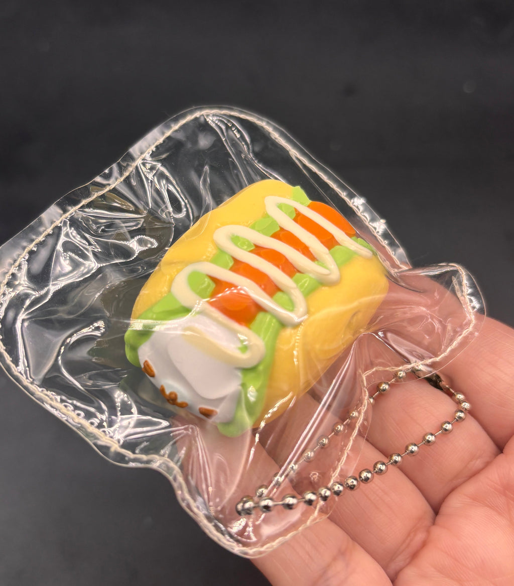 Cute mini keychain puppy hotdog taba squishy