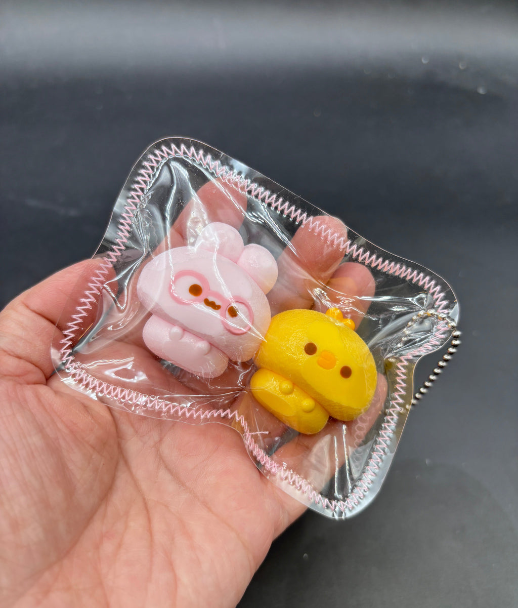 Chicken and bunny twins cute mini keychain taba squishy