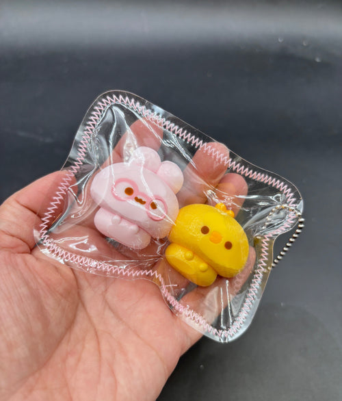 Chicken and bunny twins cute mini keychain taba squishy