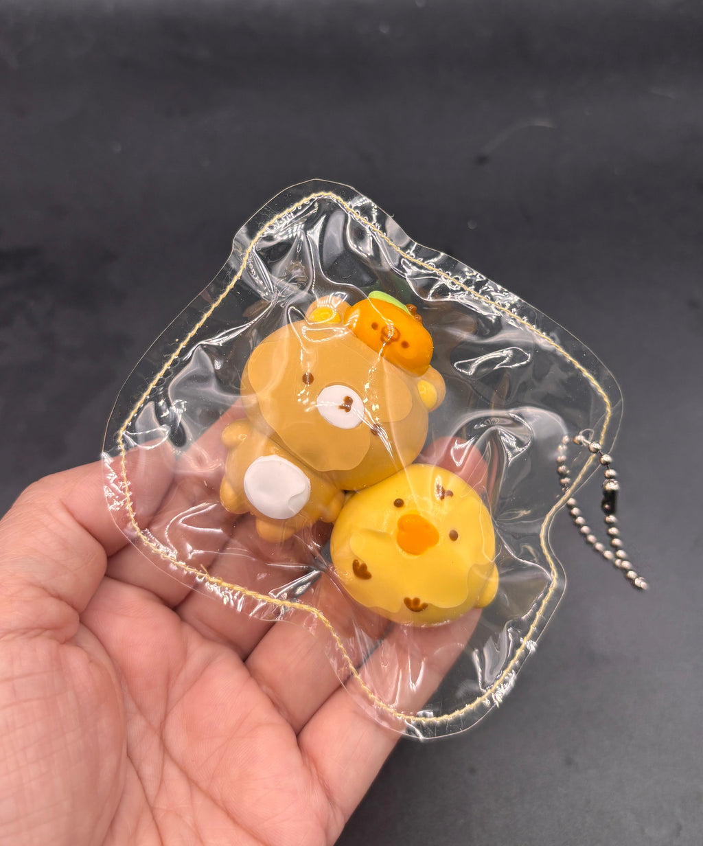 Mini keychain bear and chick set taba squishy