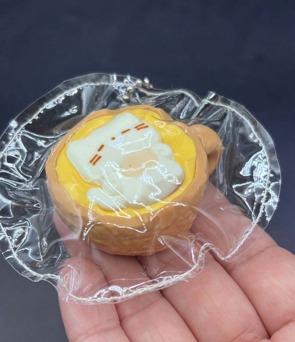kitty catpurrcino mini keychain coffee soft  taba squishy