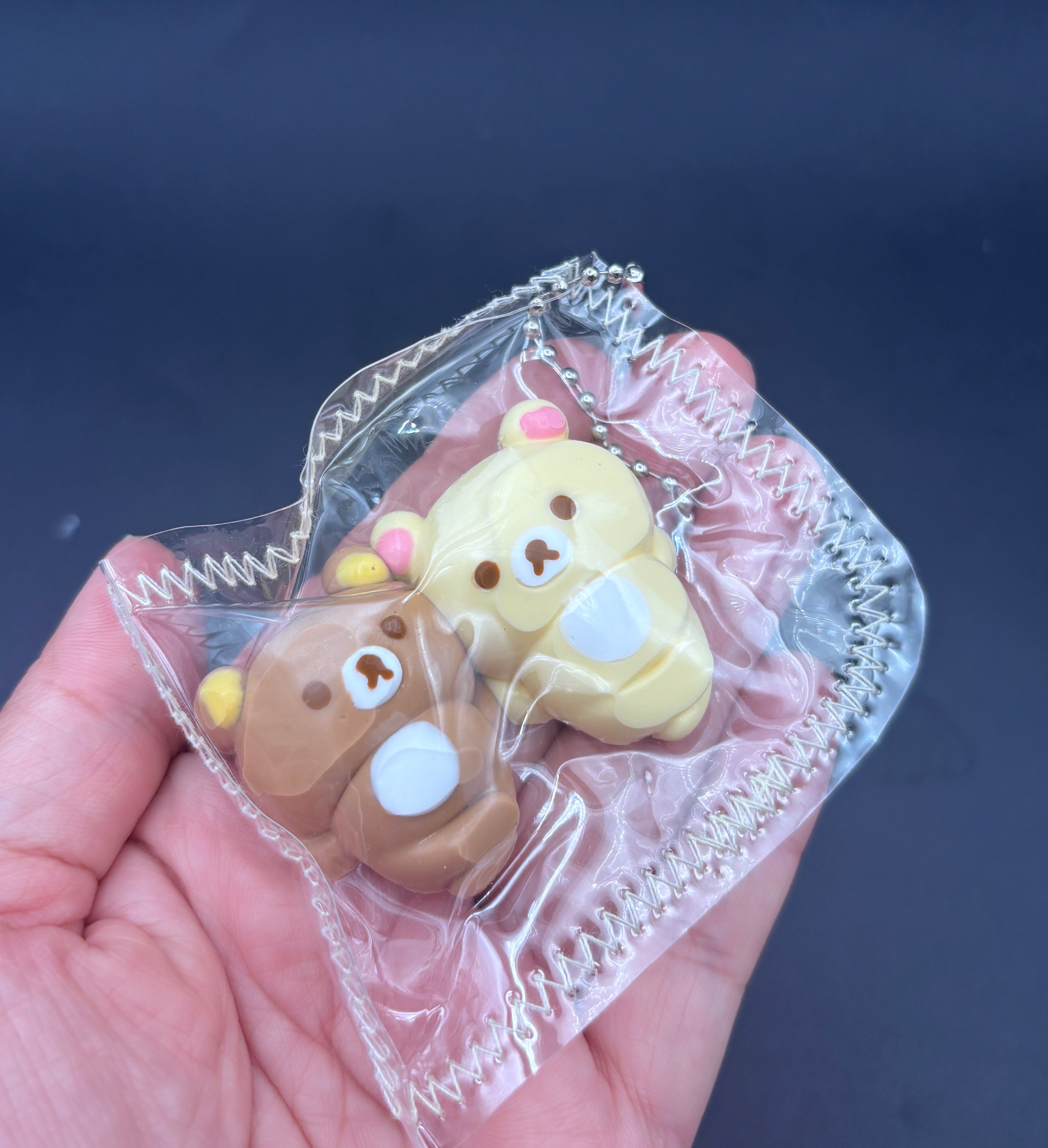 twin bears laying down mini Taba keychain