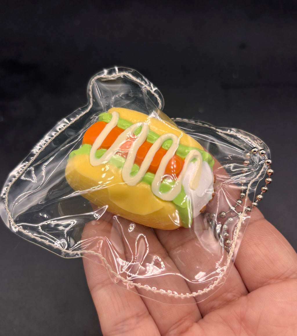 Cute mini keychain puppy hotdog taba squishy