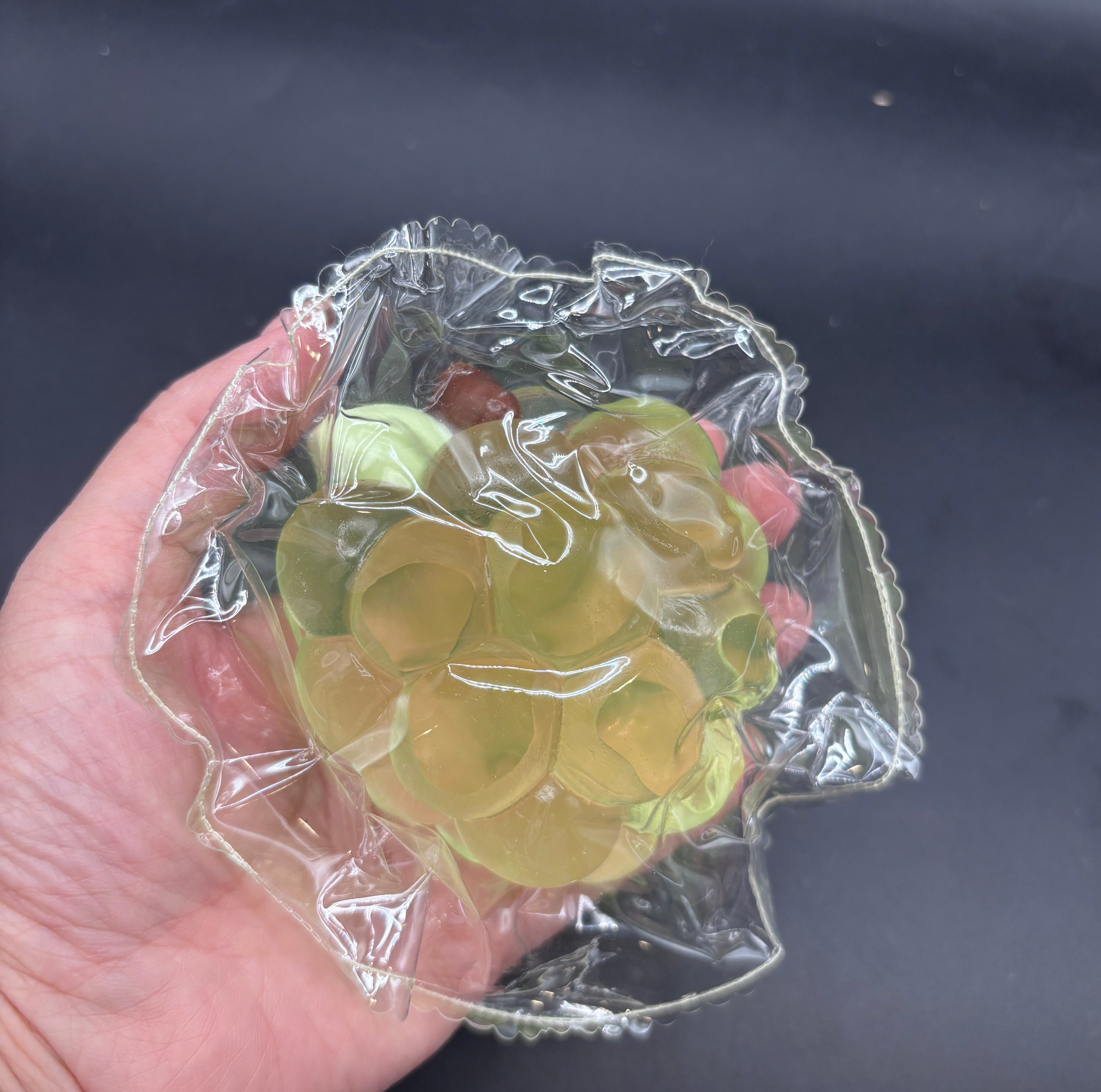 Clear cream/regular textured green grapes soft taba squishy