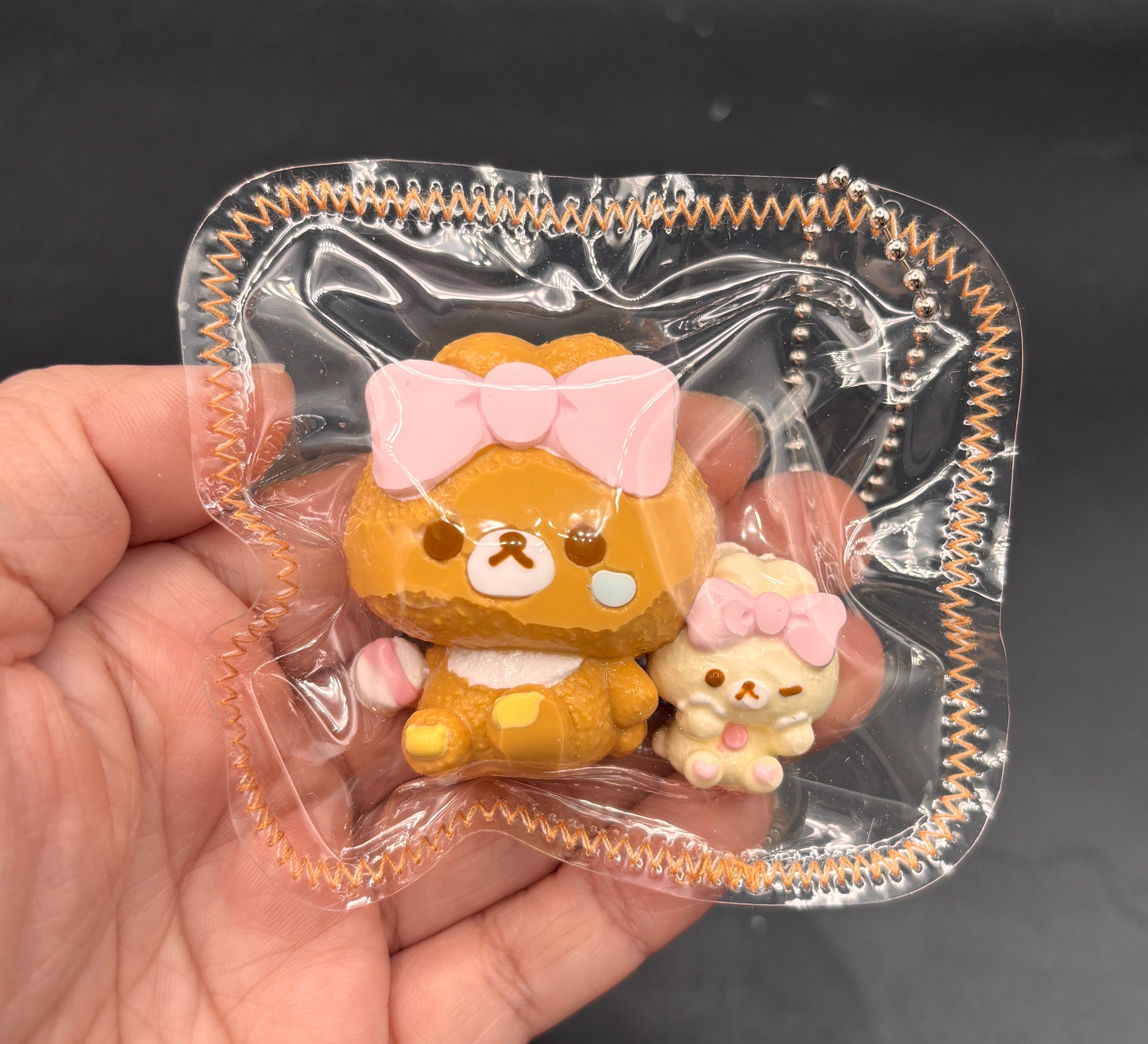 Mini Rilakkuma and tiny bear keychain cute taba squishy