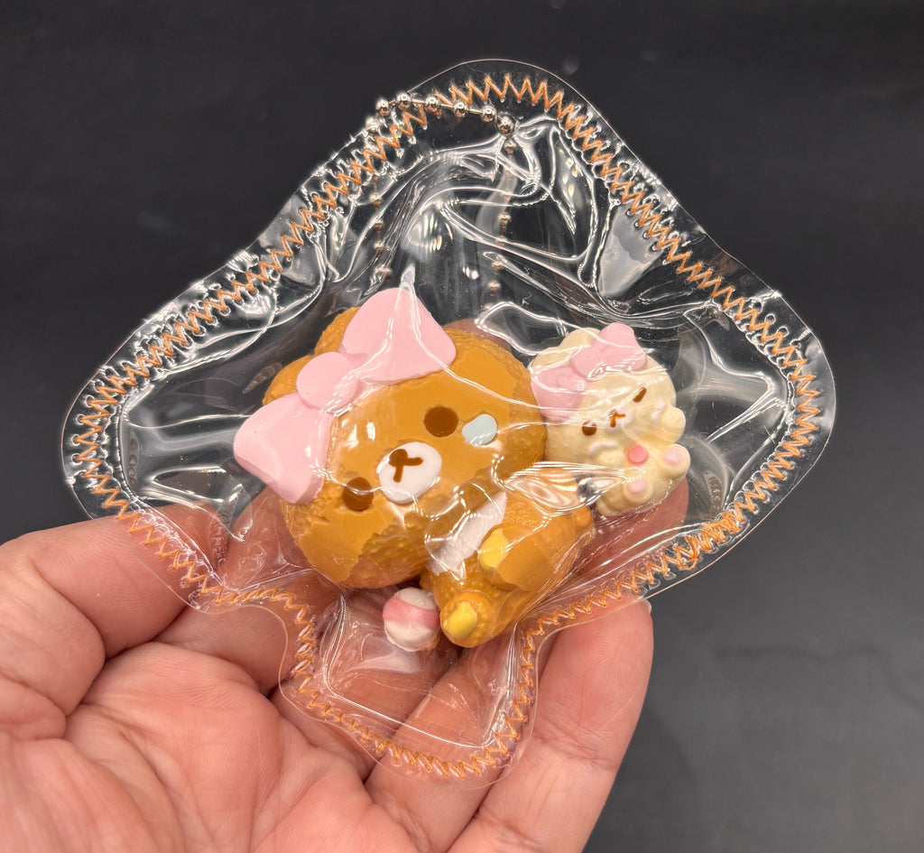 Mini Rilakkuma and tiny bear keychain cute taba squishy