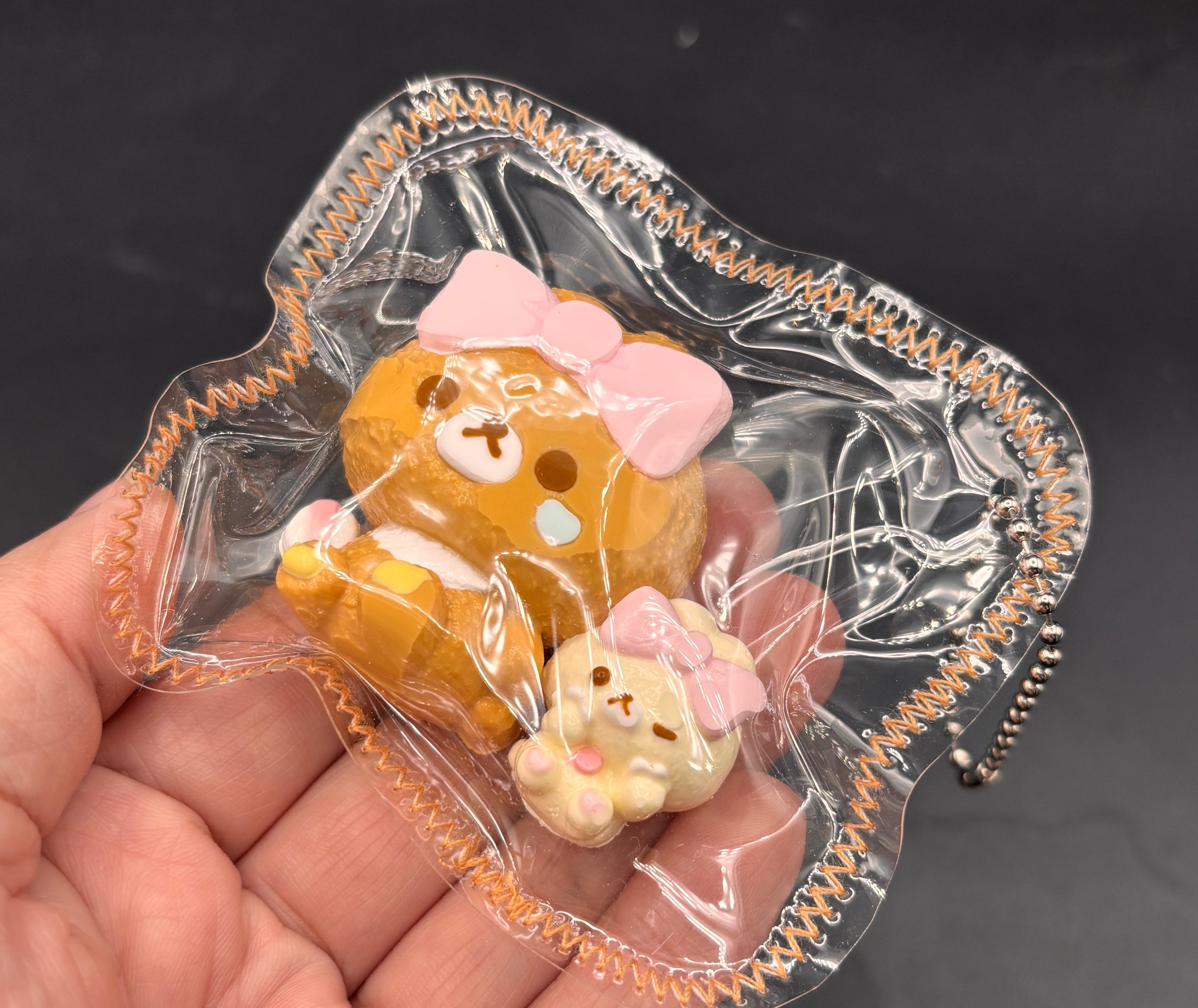 Mini Rilakkuma and tiny bear keychain cute taba squishy