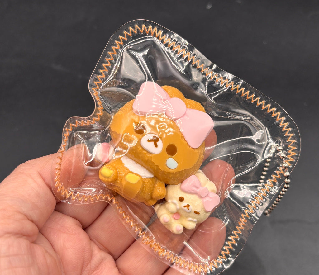 Mini Rilakkuma and tiny bear keychain cute taba squishy