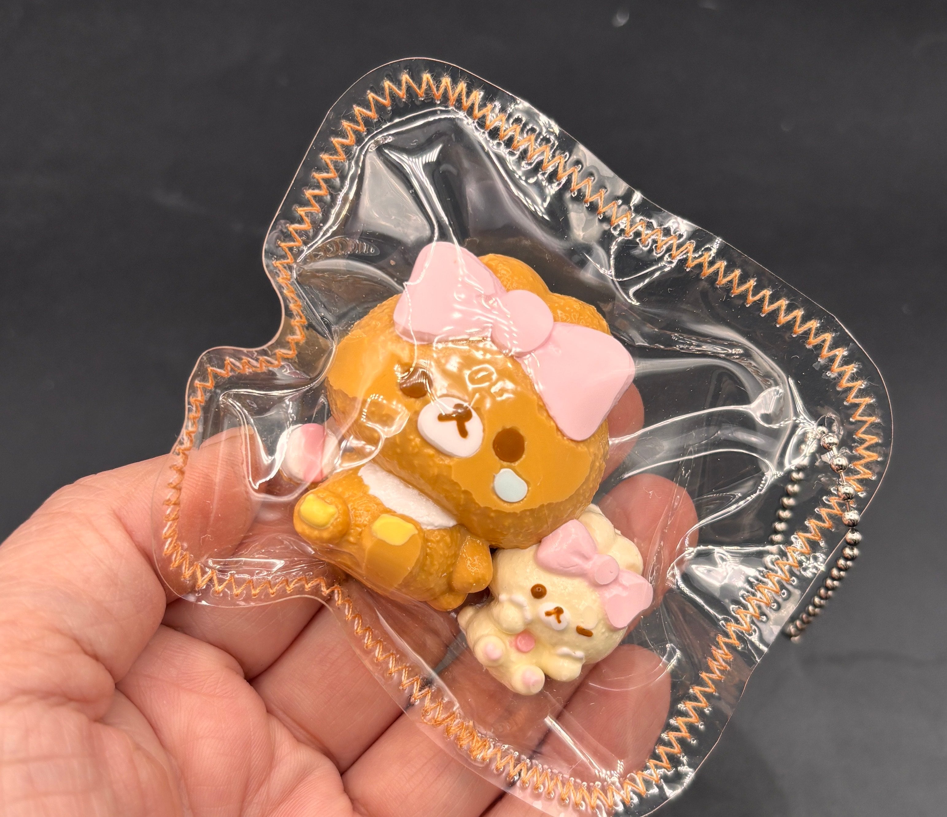 Mini Rilakkuma and tiny bear keychain cute taba squishy